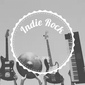 indie rock playlist cover showing an oldschool rock guitar